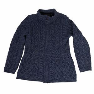 Inis Crafts Womens Small Merino Wool Cardigan Zip Front Ireland